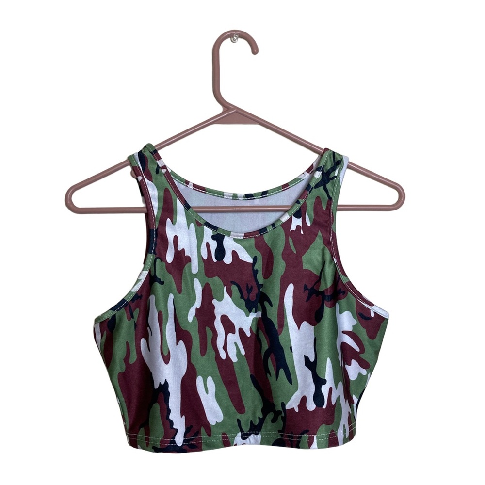 CAMO MEDIUM SPANDEX CROPPED TANK